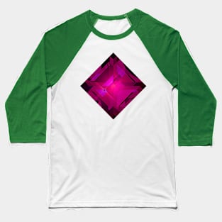 Pink Square Shape Gemstone Baseball T-Shirt
